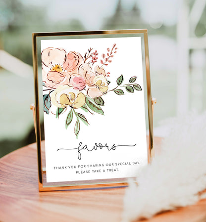 Cambridge Floral Multi | Printable Favours Sign Template