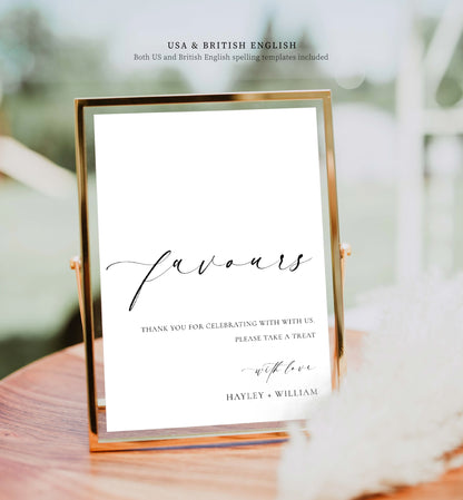 Minimalist Favors Sign, Printable Wedding Favors Sign Template, Bridal Shower Favors Sign, Baby Shower Favors Sign, Ellesmere