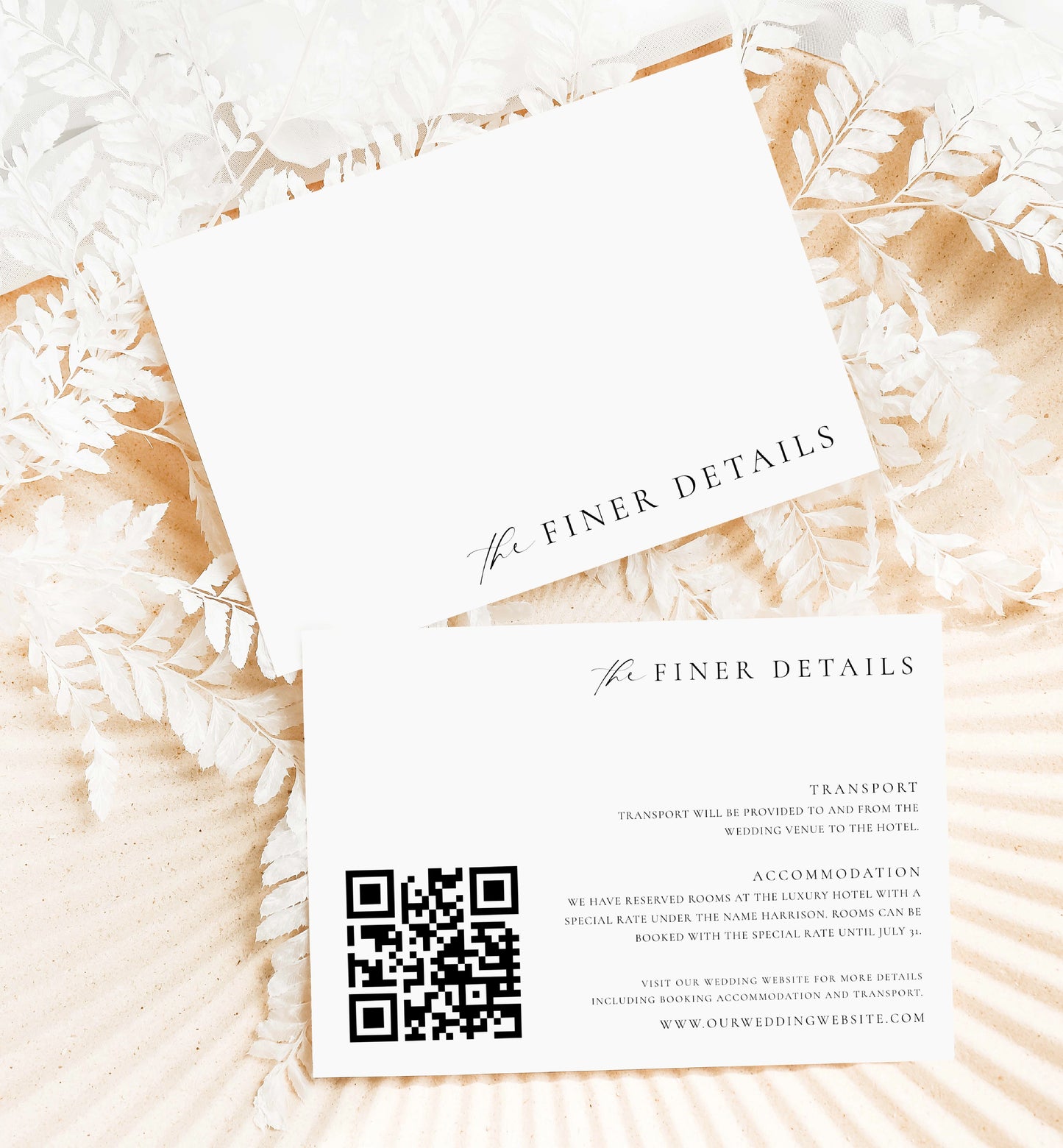 Ellesmere White | Printable QR Wedding Details Card Template