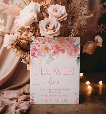 Piper Floral White | Printable Flower Bar Sign and Tag Template