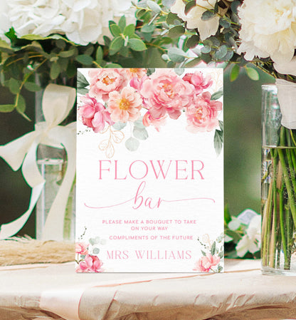 Piper Floral White | Printable Flower Bar Sign and Tag Template