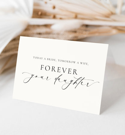 Today a Bride, Tomorrow a Wife, Forever Your Daughter Wedding Day Card, Minimalist Wedding, To Parents Wedding Day Card, Ivory, Ellesmere