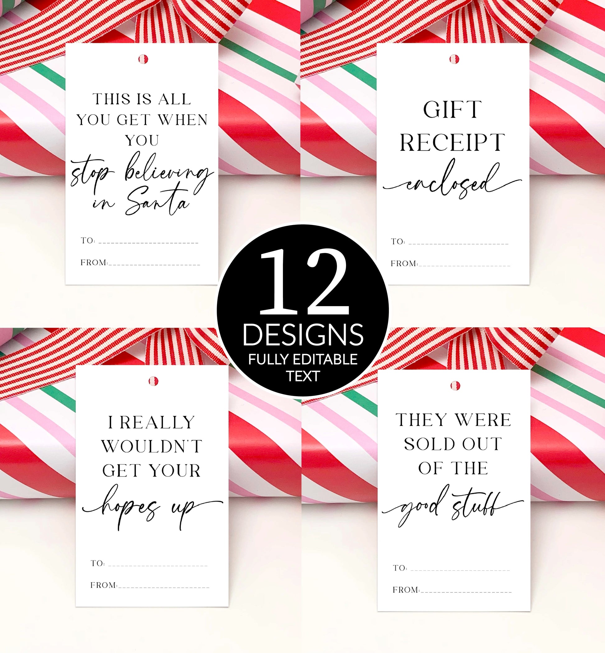 Kraft Gift Tags, Merry Christmas Gift Tags, Black and White Labels  Editable, DIY, Christmas Presents, Gifts, Party Favors, DIGITAL 
