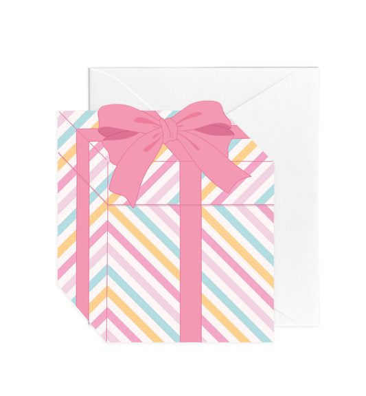 Present Pink Multi  Stripe | Birthday Greeting Card