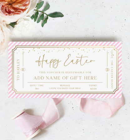 Easter Gift Voucher Template, Fully Custom Printable Gift Certificate Easter Present, Easter Gift Coupon, Alternative Easter Gift, Stripe