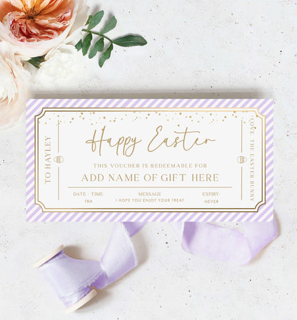 Easter Gift Voucher Template, Fully Custom Printable Gift Certificate Easter Present, Easter Gift Coupon, Alternative Easter Gift, Stripe