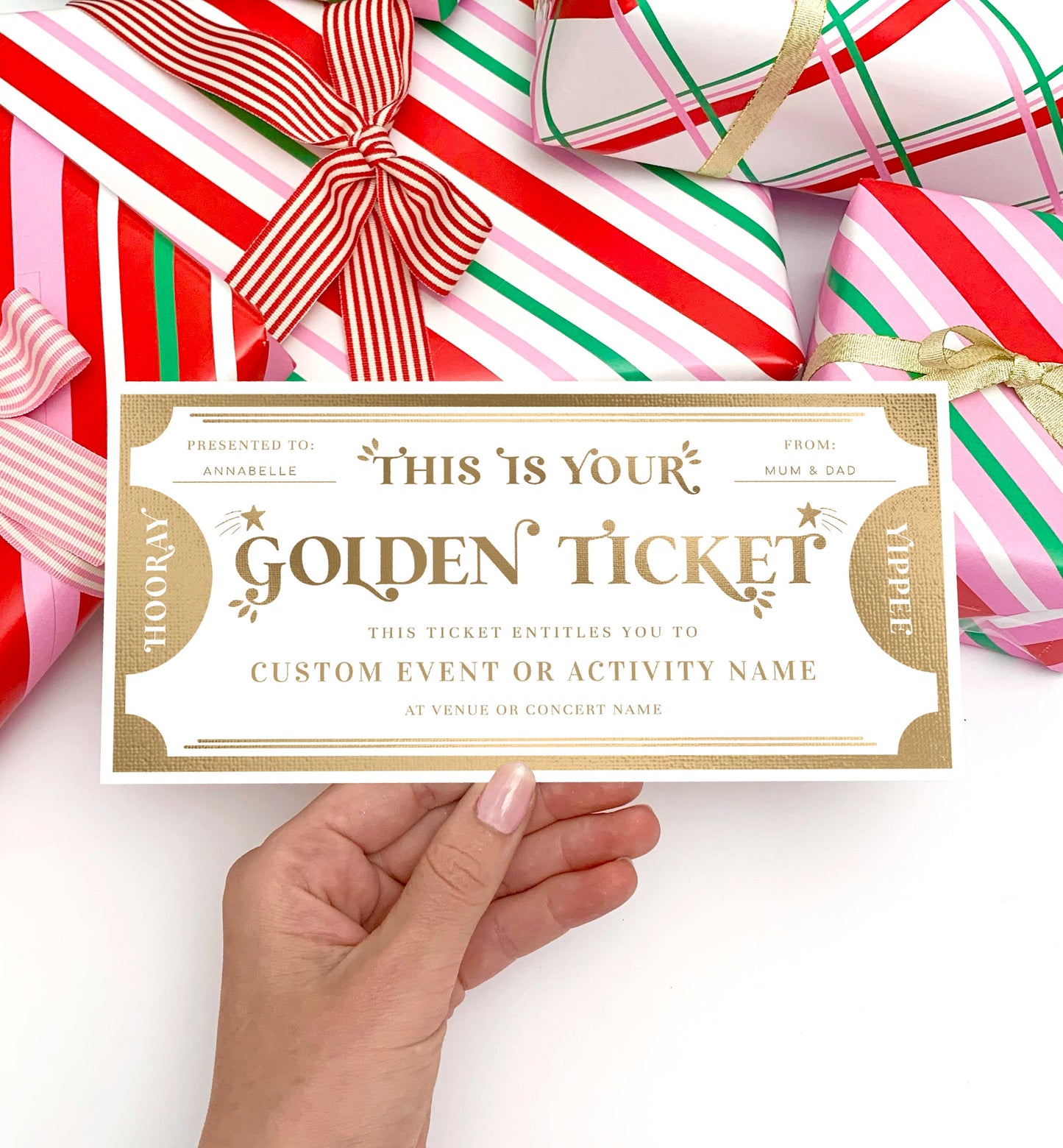 Golden Ticket Gold | Printable Custom Gift Voucher Template