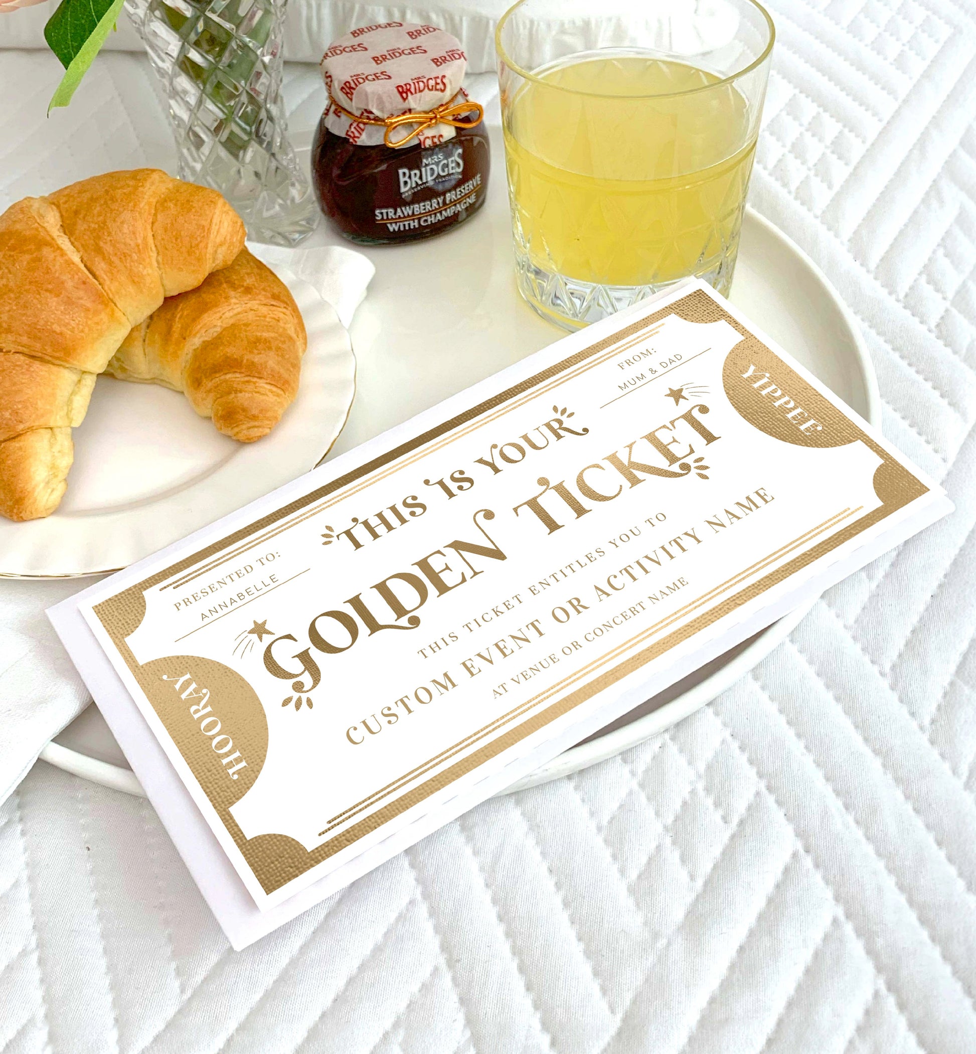 Printable Golden Ticket Custom Gift Voucher Template, Printable Birthday Gift Certificate, Unisex Birthday Printable Present Coupon, Margo