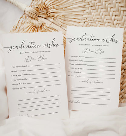 Quinn White | Printable Graduation Wishes Card Template