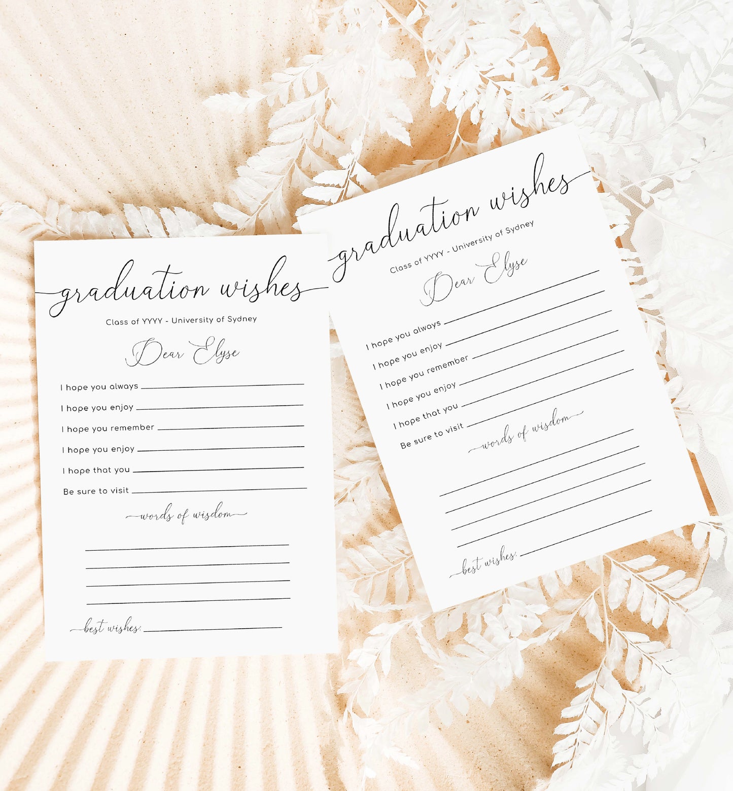 Quinn White | Printable Graduation Wishes Card Template