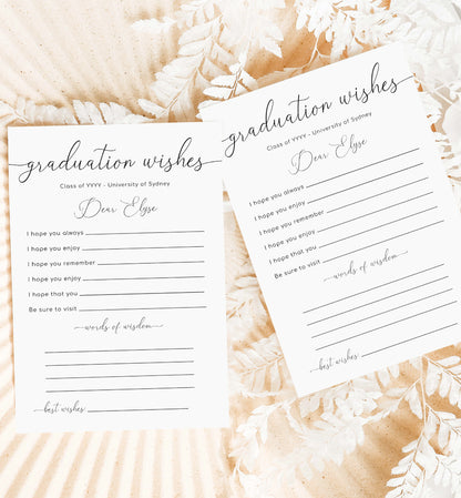 Quinn White | Printable Graduation Wishes Card Template