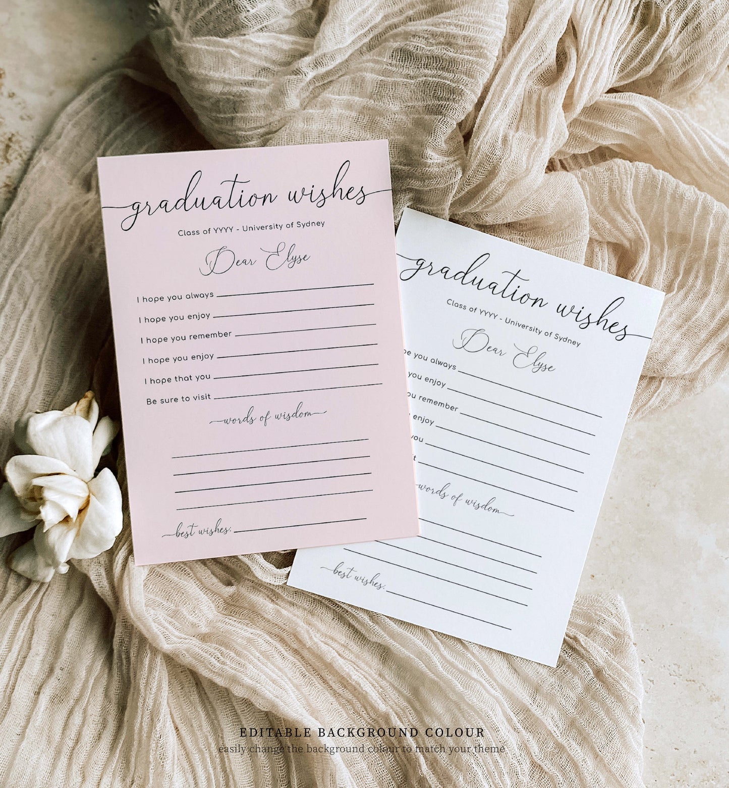 Quinn White | Printable Graduation Wishes Card Template