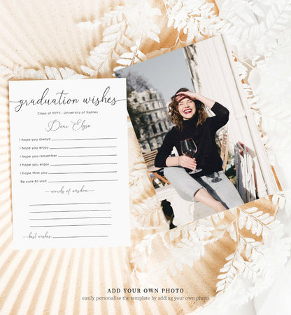 Quinn White | Printable Graduation Wishes Card Template