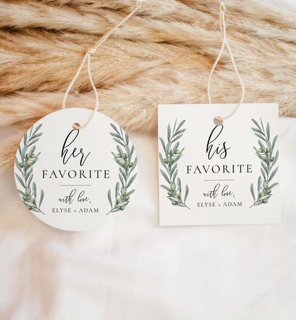 Olive Grove | Printable His & Her Favourite Favour Tag Template