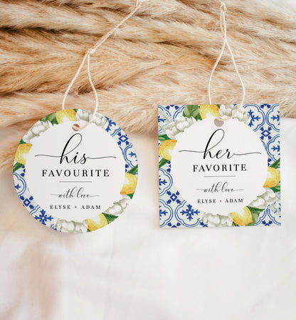 The Med Lemons | Printable His Her Favourite Favour Tags Template