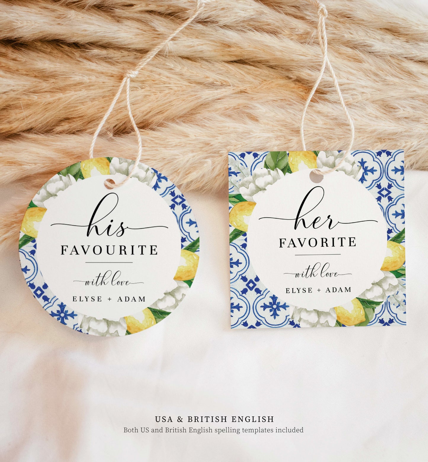 The Med Lemons | Printable His Her Favourite Favour Tags Template