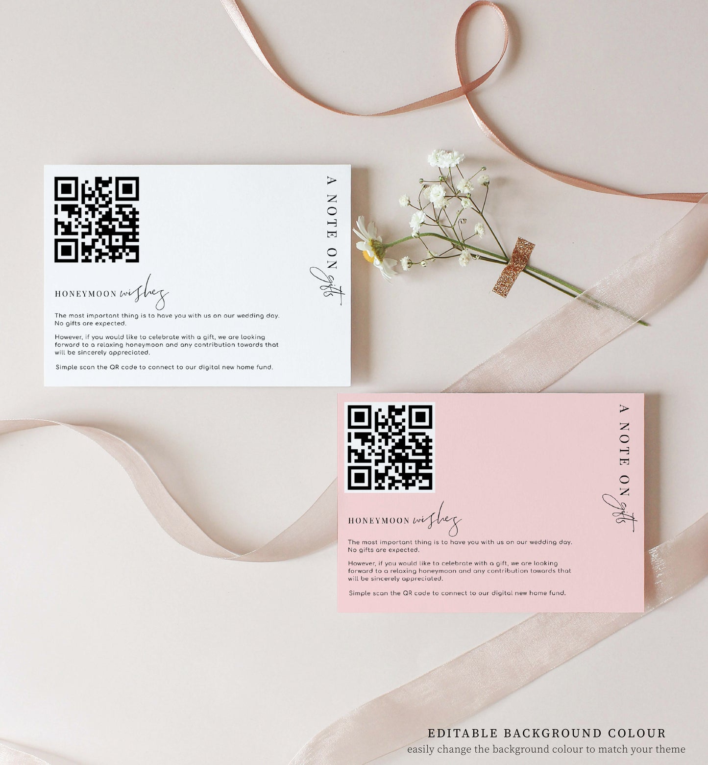 Estelle White | Printable QR Honeymoon Wishes Card Template