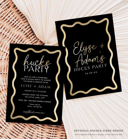 Wave Black Gold | Printable Hucks Party Invitation Template