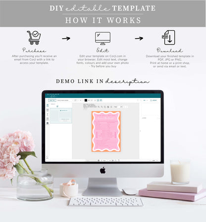 Wave Pink Orange | Printable Bridal Shower Trivia Game Template