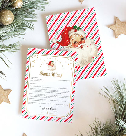 Printable Letter From Santa Template, Approved Nice List Member Letter From Santa Claus, Christmas Letter From Santa, Stripe Pink Multi