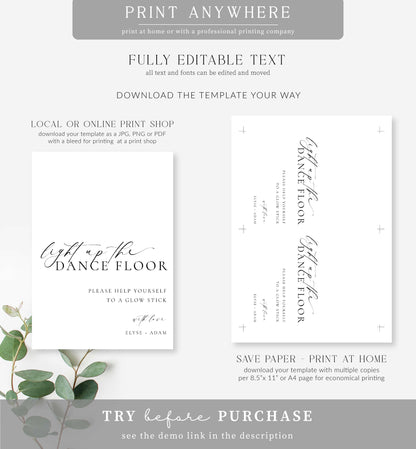 Ellesmere White | Printable Light Up The Dance Floor Sign Template