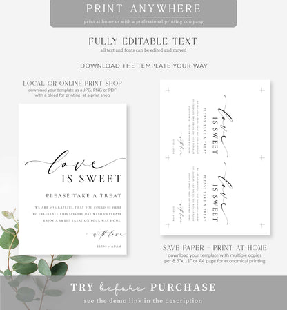 Ellesmere White | Printable Love Is Sweet Sign Template