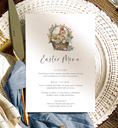 Printable Easter Menu Template, Easter Brunch Menu, Easter Lunch Menu, Easter Dinner Menu, Easter Bunny, Easter Egg Hunt, Easter Food Menu