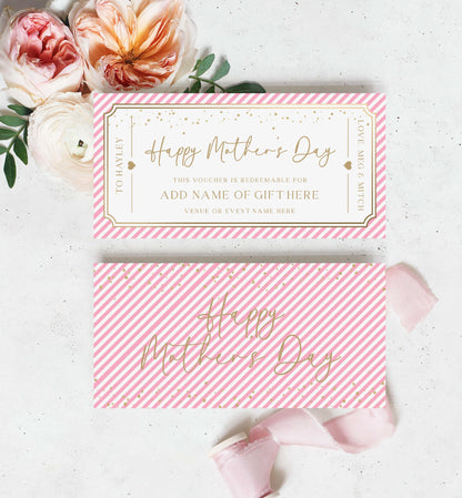 Printable Mother's Day Gift Voucher, Mother's Day Afternoon Tea Gift Certificate, Mother's Gift Voucher Coupon, Stripe