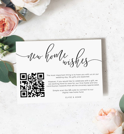 Lucas Script White | Printable QR New Home Fund Card Template