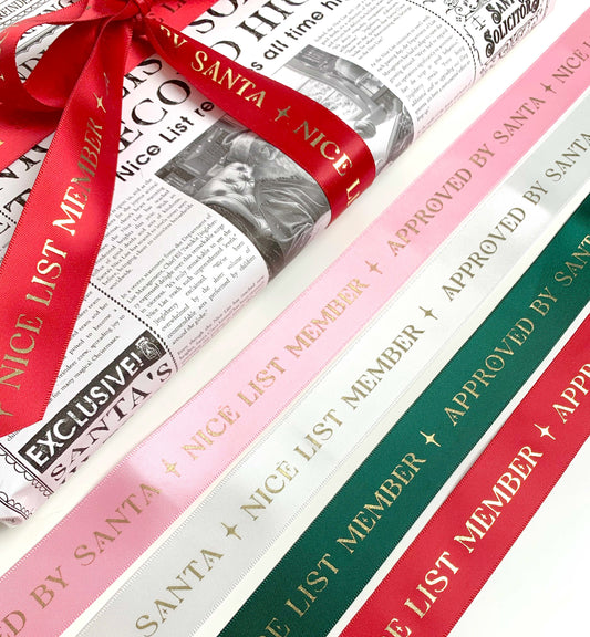 Ribbon | 3m Nice List Member Christmas Satin Ribbon