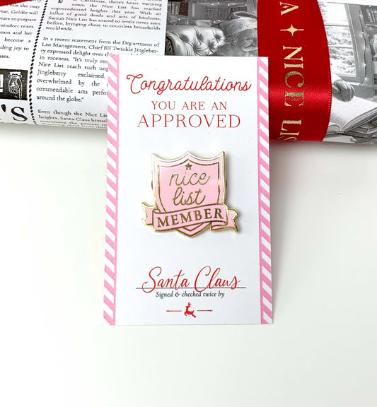 Nice List Member Pink Gold | Christmas Enamel Pin Badge