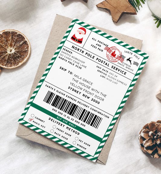 Printable Santa Mail North Pole Shipping Label Sticker, Christmas Special Delivery Shipping Label Template, Christmas Santa Gift Tag