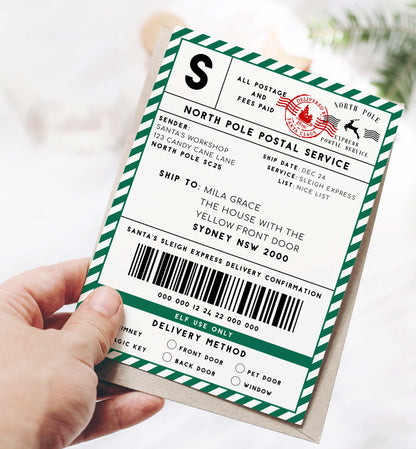 Printable Santa Mail North Pole Shipping Label Sticker, Christmas Special Delivery Shipping Label Template, Christmas Santa Gift Tag