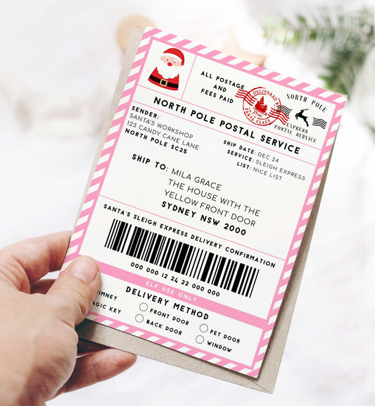 Printable Santa Mail North Pole Shipping Label Sticker, Christmas Special Delivery Shipping Label Template, Christmas Santa Gift Tag