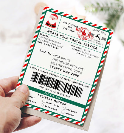 Printable Santa Mail North Pole Shipping Label Sticker, Christmas Special Delivery Shipping Label Template, Christmas Santa Gift Tag