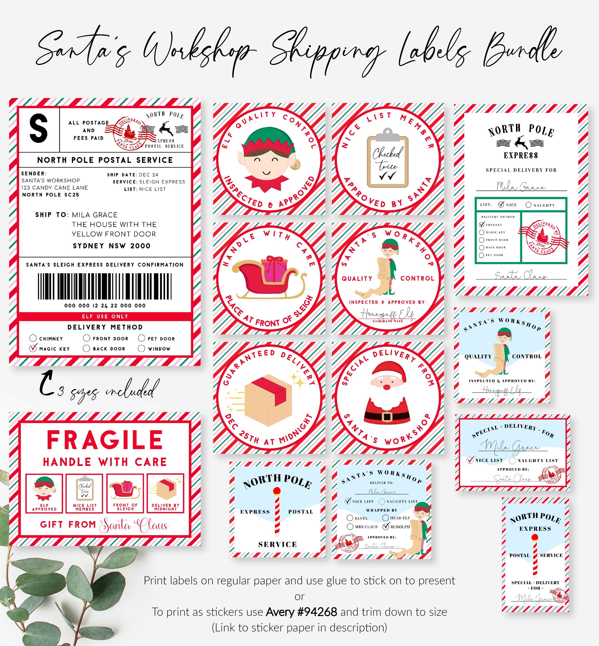 8 Christmas Gift Tags Printable, From Santa's Workshop -Press Print Party