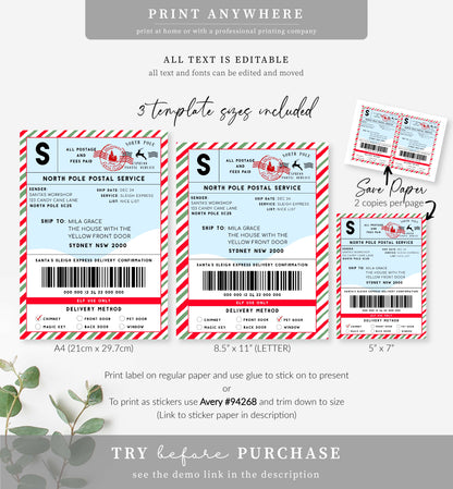 Santa's Workshop Multi | Printable Christmas Shipping Label Template