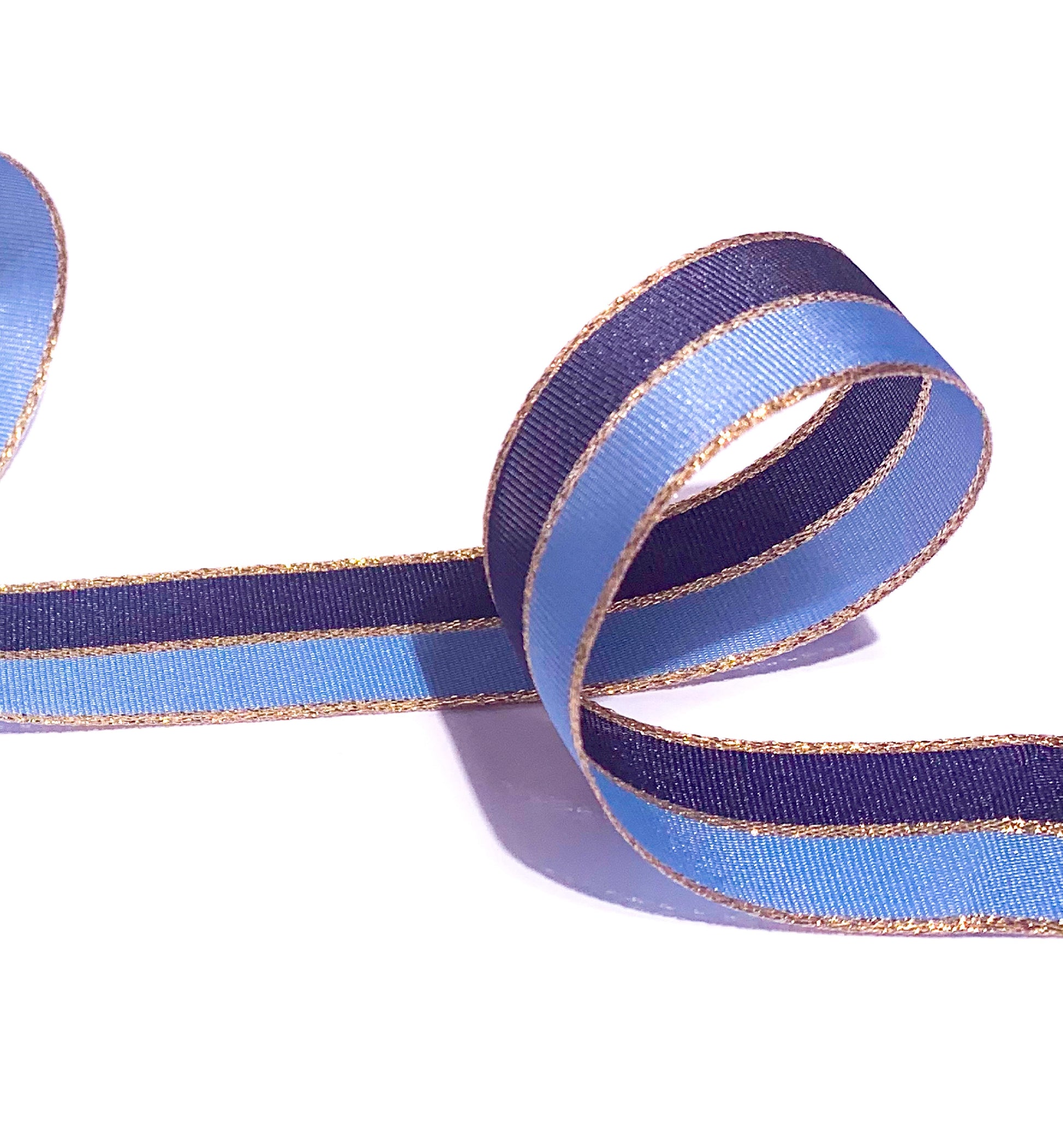 Navy Blue Gold Striped Ribbon, 25mm Wide Striped Ribbon, Christmas Decorations Craft and Wrap, Bows Presents Wrapping Ribbon