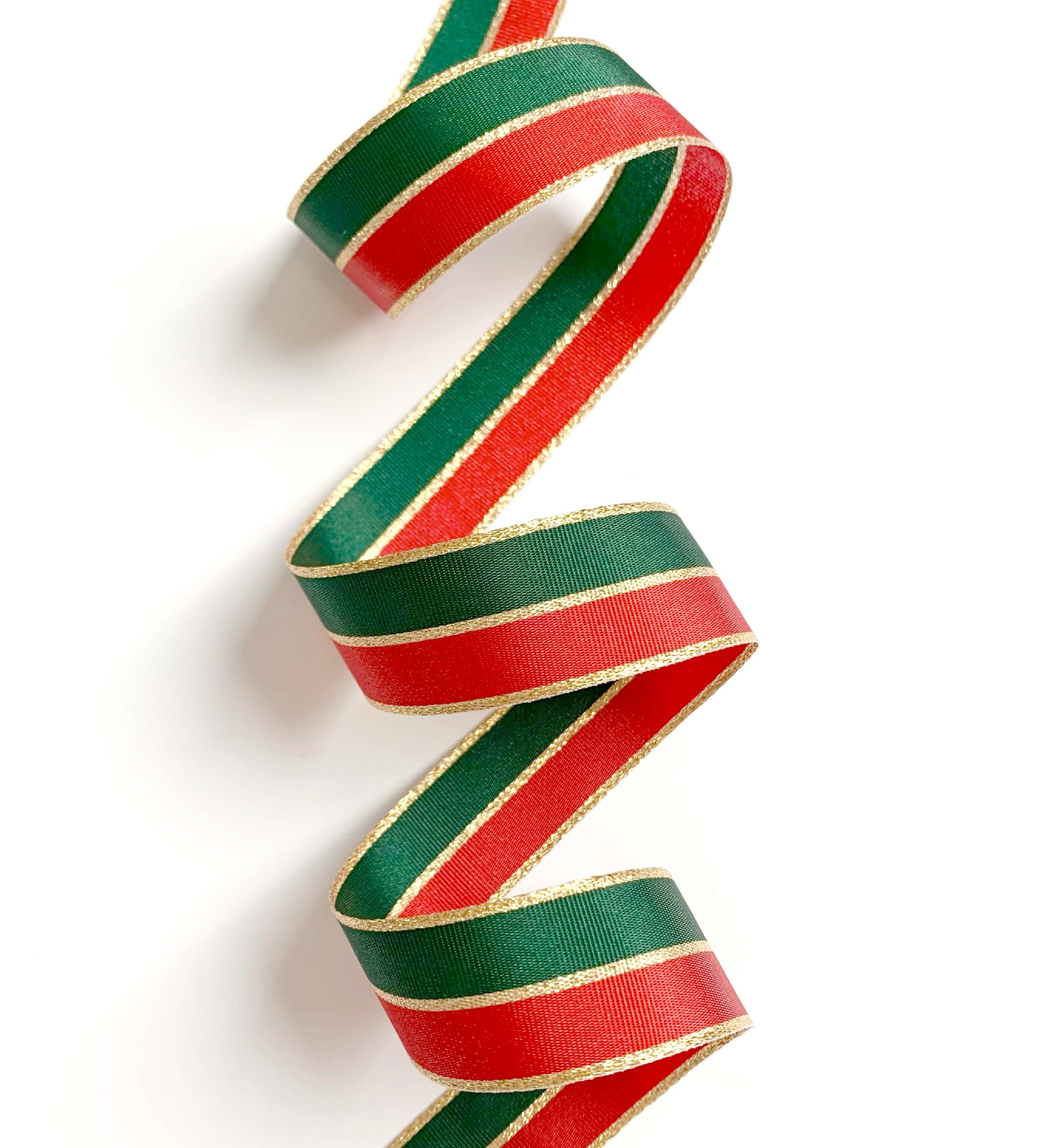 Red Green Gold Striped Ribbon, 25mm Wide Striped Ribbon, Christmas Decorations Craft and Wrap, Bows Presents Wrapping Ribbon