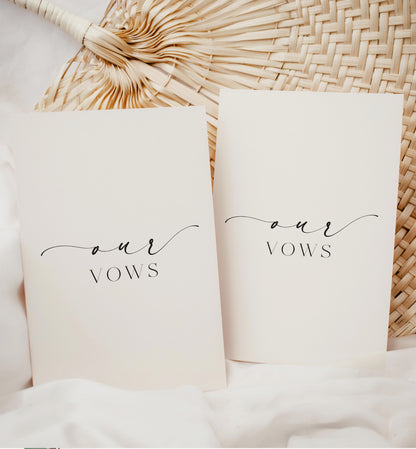 Our Vows Booklet, Minimalist Wedding Vows Card, Gender Neutral Wedding Vows Card Template, Wedding Ceremony Card, Off White Ivory, Ellesmere