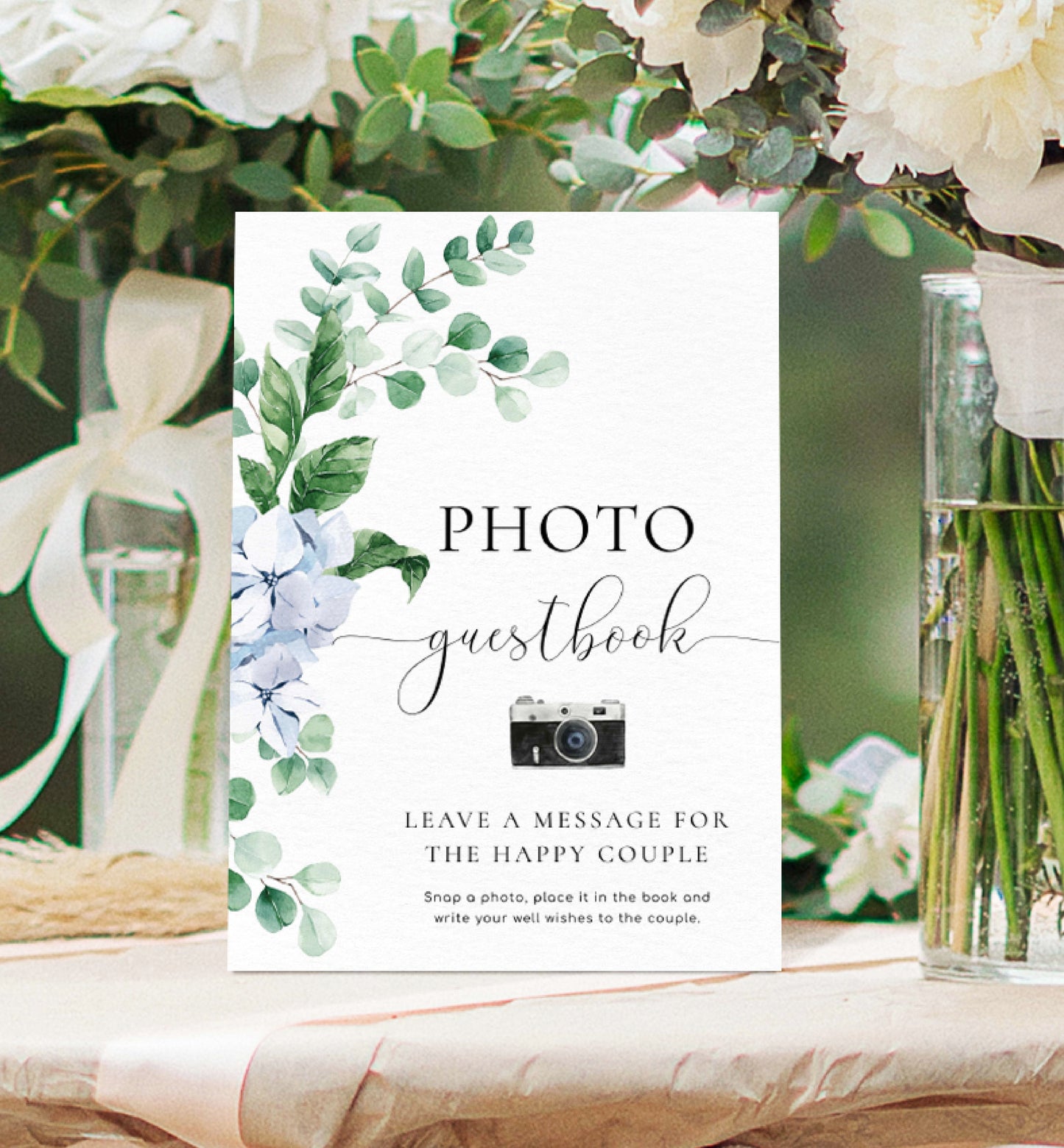 Ferras Blue | Printable Photo Guestbook Sign Template