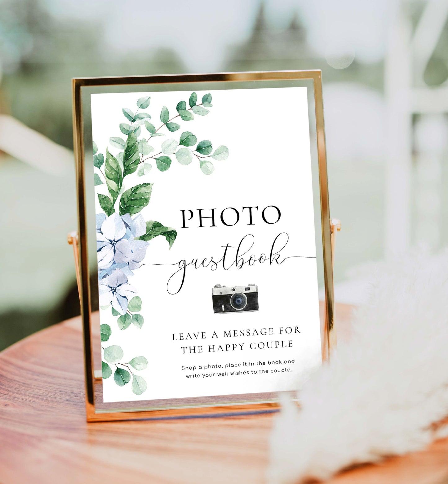 Ferras Blue | Printable Photo Guestbook Sign Template