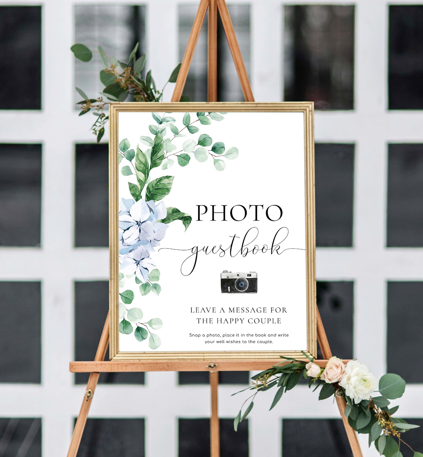 Ferras Blue | Printable Photo Guestbook Sign Template