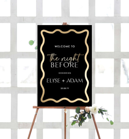 Wave Black Gold | Printable Rehearsal Dinner Welcome Sign Template