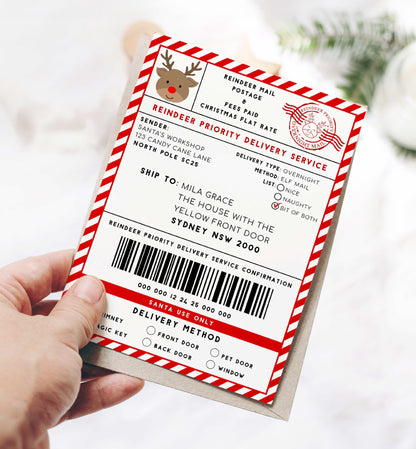 Printable Reindeer Mail North Pole Shipping Label Sticker, Christmas Special Delivery Shipping Label Template, Christmas Gift Tag