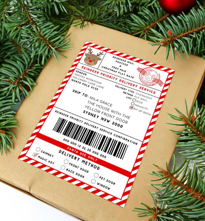 Printable Reindeer Mail North Pole Shipping Label Sticker, Christmas Special Delivery Shipping Label Template, Christmas Gift Tag