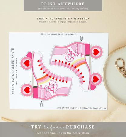 Roller Skate | Printable Valentine's Day Tag Template