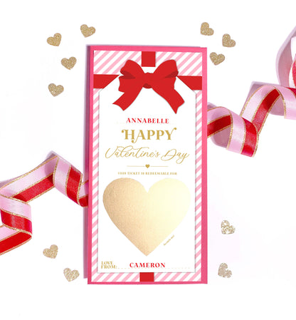 Stripe Pink Red | Scratch-off Valentine's Gift Voucher