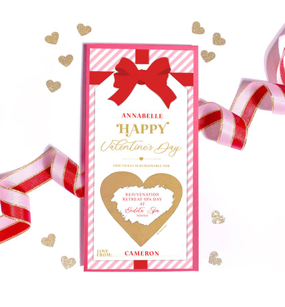 Stripe Pink Red | Scratch-off Valentine's Gift Voucher