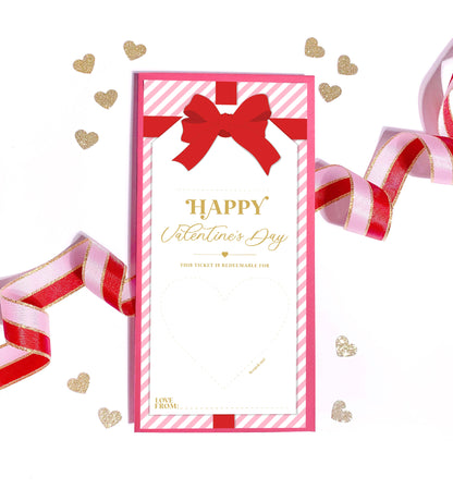 Stripe Pink Red | Scratch-off Valentine's Gift Voucher